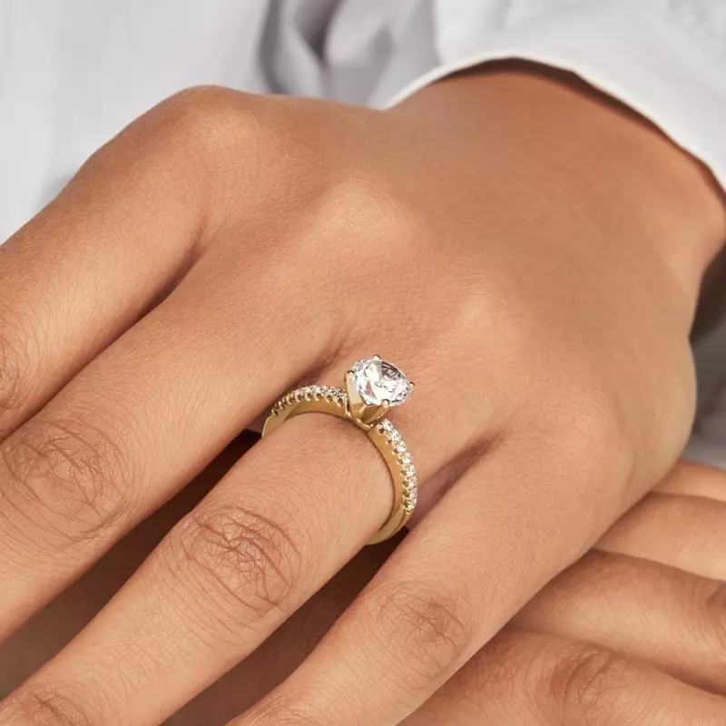 18K Yellow Gold Maddison Pavé Diamond Engagement Ring