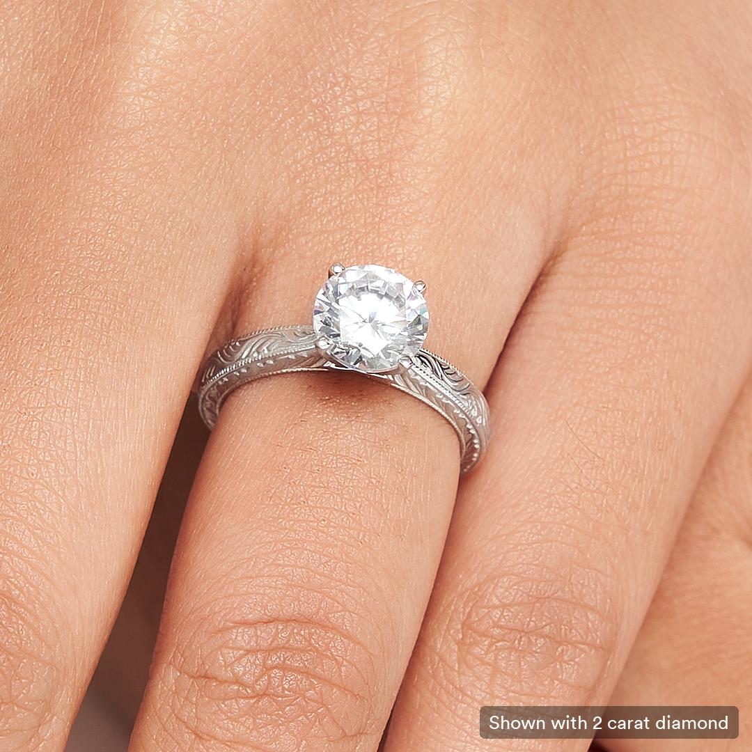 18K White Gold Mila Vintage-Inspired Solitaire Engagement Ring
