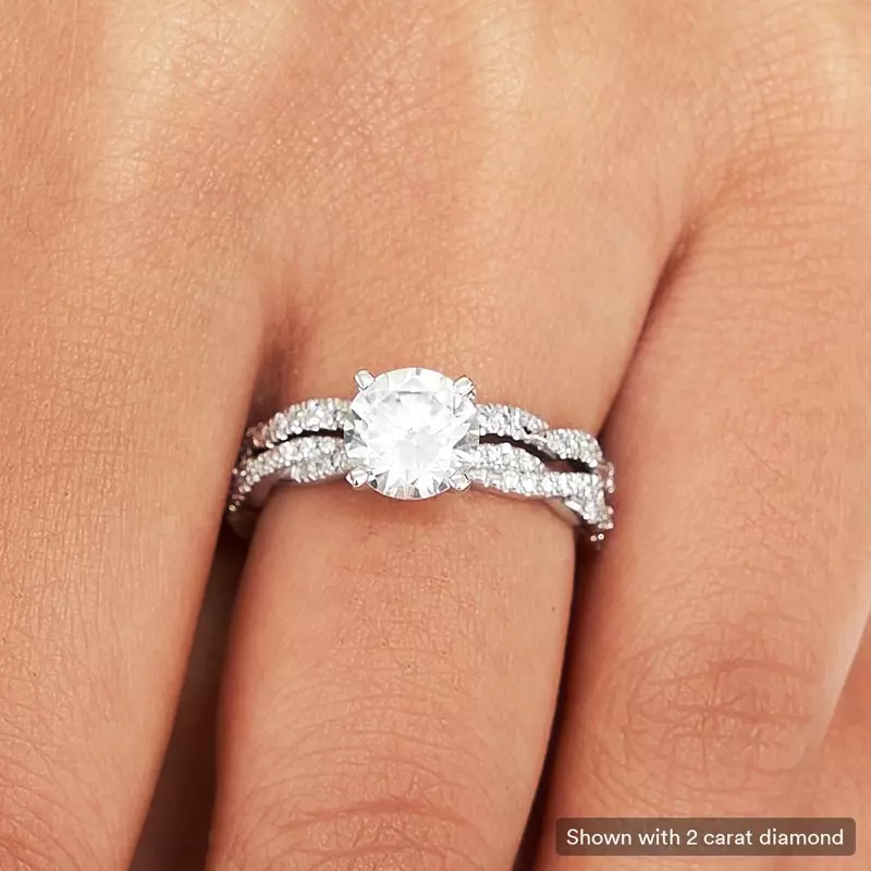 14K White Gold Abigail Pavé Diamond Twist Engagement Ring