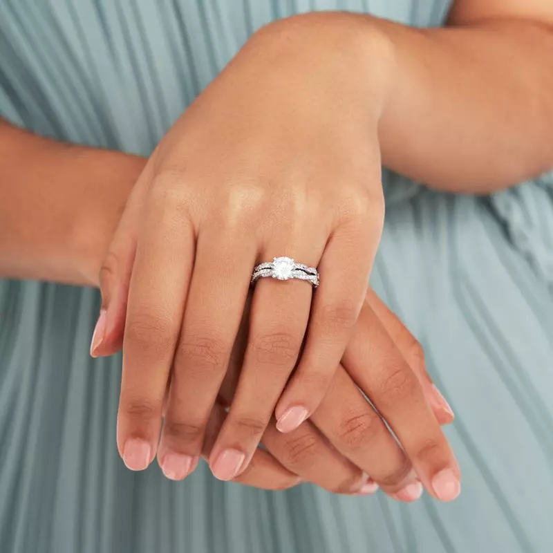14K White Gold Abigail Pavé Diamond Twist Engagement Ring