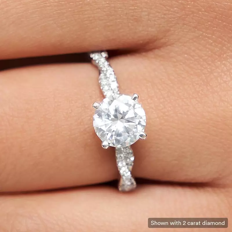 14K White Gold Abigail Pavé Diamond Twist Engagement Ring