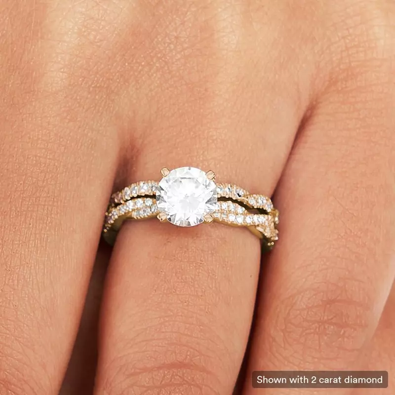 14K Yellow Gold Abigail Pavé Diamond Twist Engagement Ring