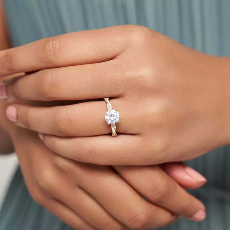 14K Yellow Gold Abigail Pavé Diamond Twist Engagement Ring