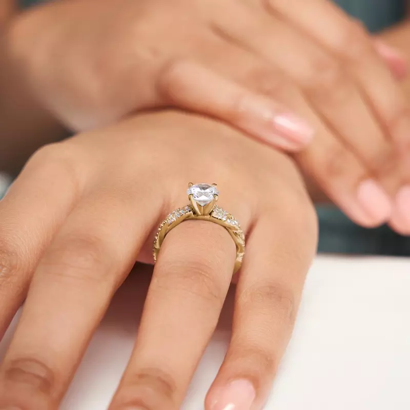 14K Yellow Gold Abigail Pavé Diamond Twist Engagement Ring