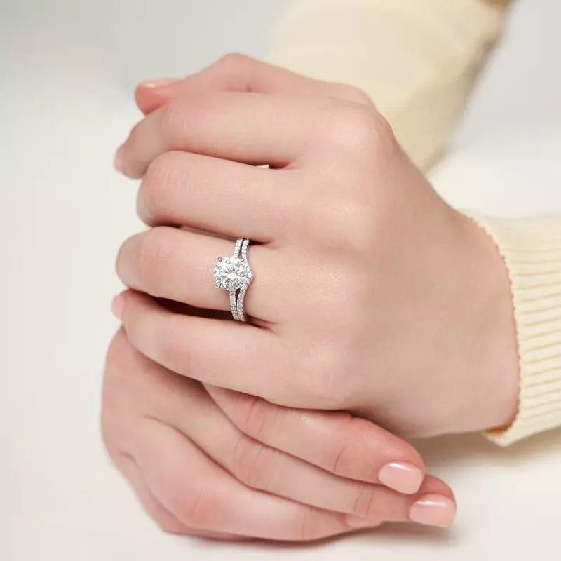 14K White Gold Maisie Sapphire Accent Engagement Ring