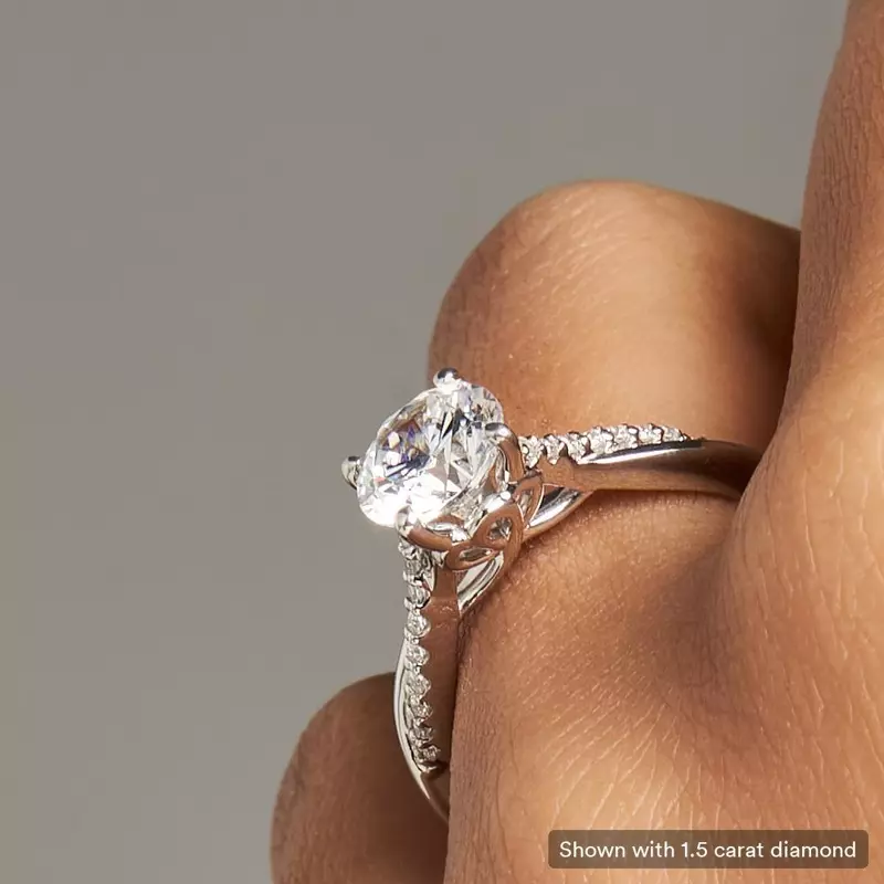 14K White Gold Linda Twisted Pavé Engagement Ring