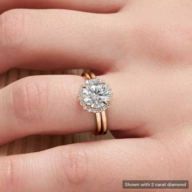 14K Rose Gold Debbie Classic Halo Engagement Ring