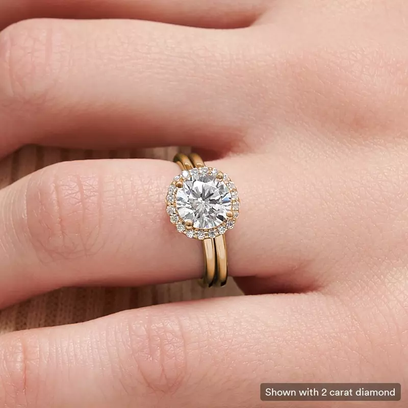 14K Yellow Gold Debbie Classic Halo Engagement Ring