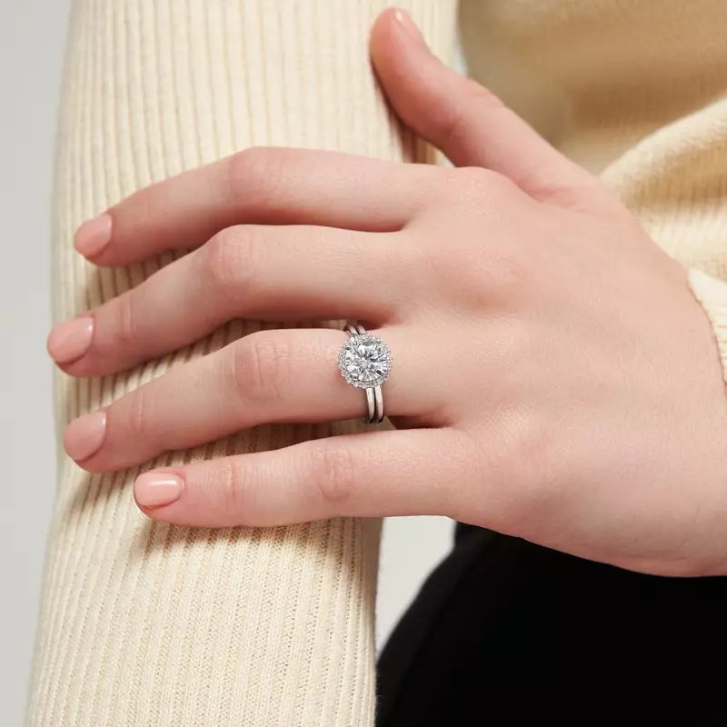 Platinum Debbie Classic Halo Engagement Ring
