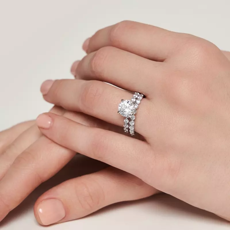 14K White Gold Bliss Grand Shared Prong Diamond Engagement Ring