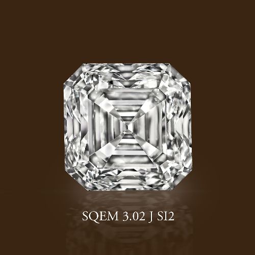 3.02ct J SI2 Rare Carat Ideal Cut Asscher Diamond