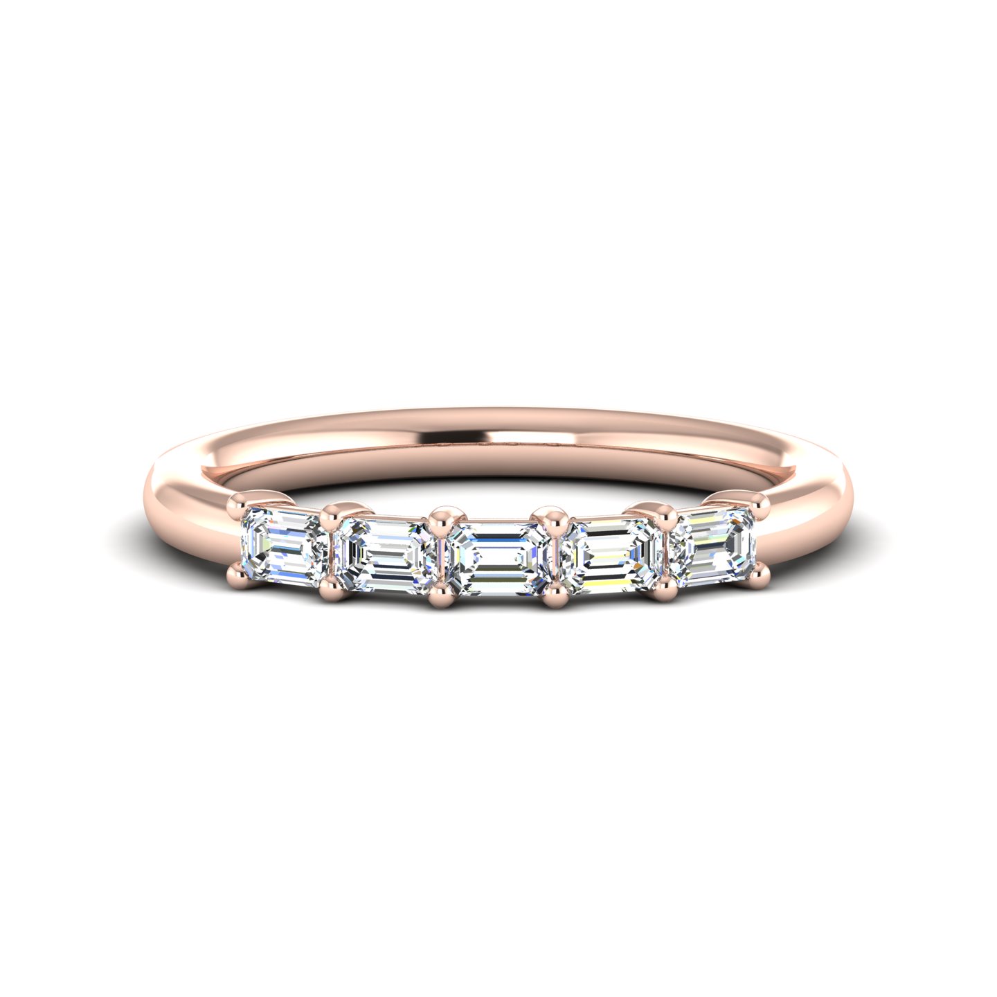 Carolina 5 Stone Lab Anniversary Wedding Band 14K Rose Gold (Setting Price)