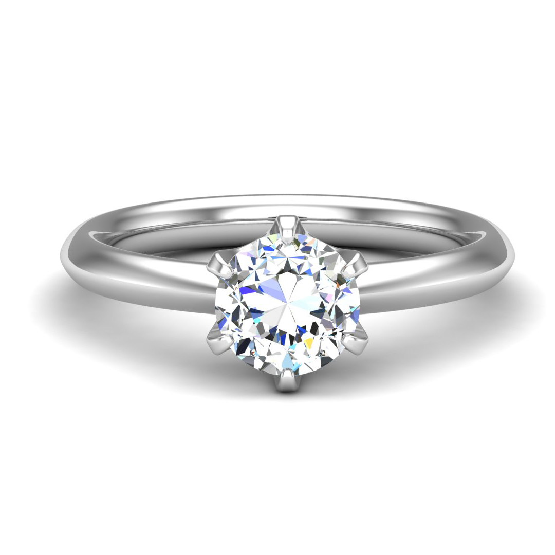 Olivia Knife Edge 6 Prong Solitaire Engagement Ring - 14K