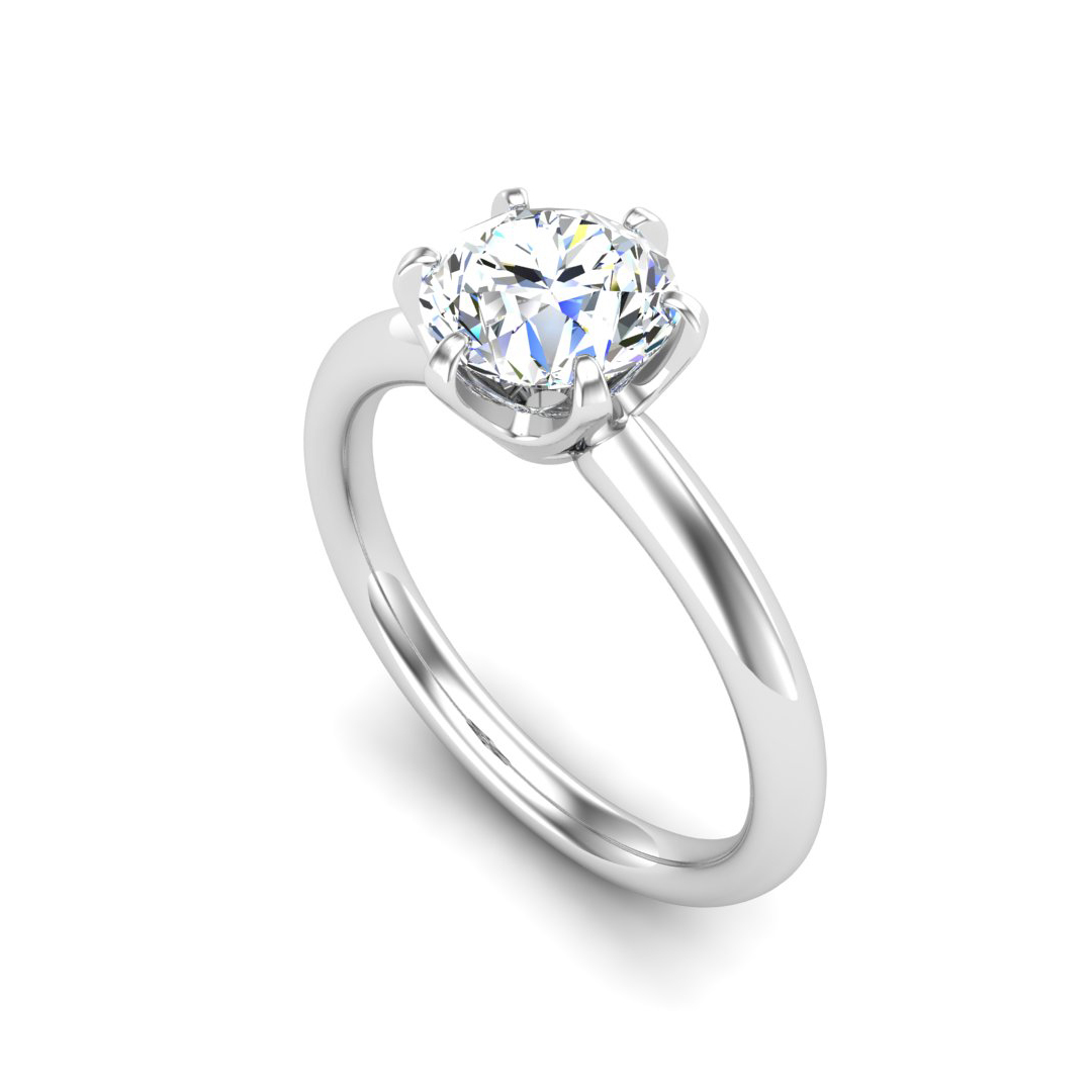 Olivia Knife Edge 6 Prong Solitaire Engagement Ring - 18K
