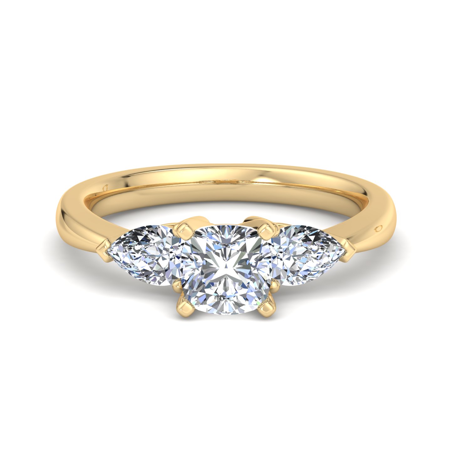 1.5 Ct. Madison Three-Stone Lab Pear Engagement Ring - 18K Yellow Gold