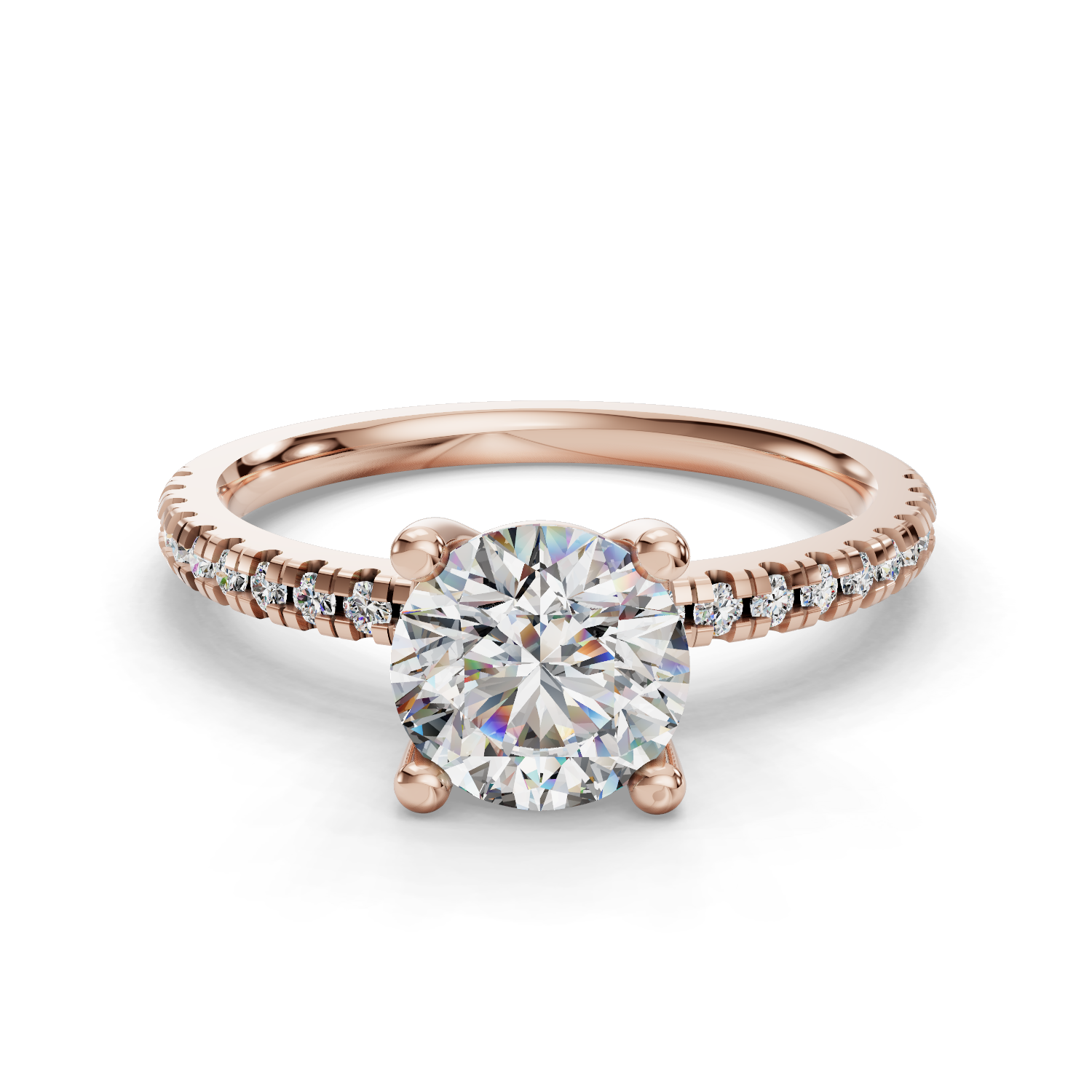 Kennedy Pave Engagement Ring 14K Rose Gold With Carat Round Lab Diamond