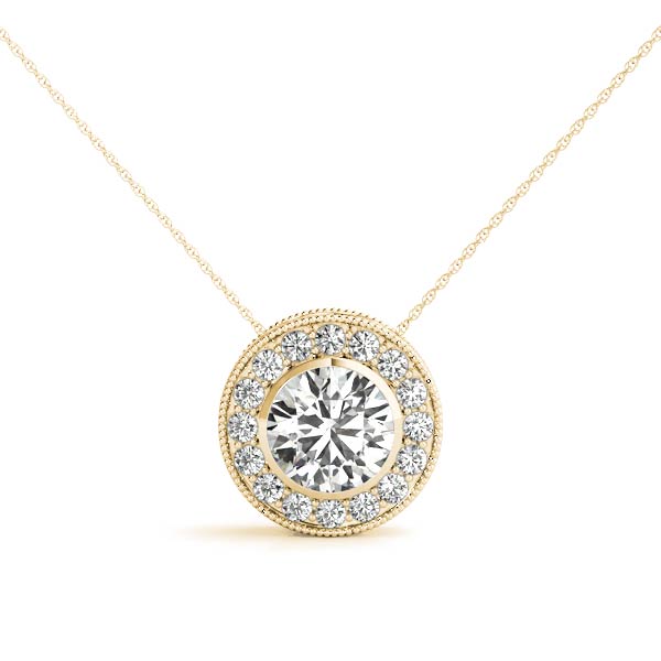 Armelle Halo Necklace Pendant - 14K Yellow Gold (Setting Price)