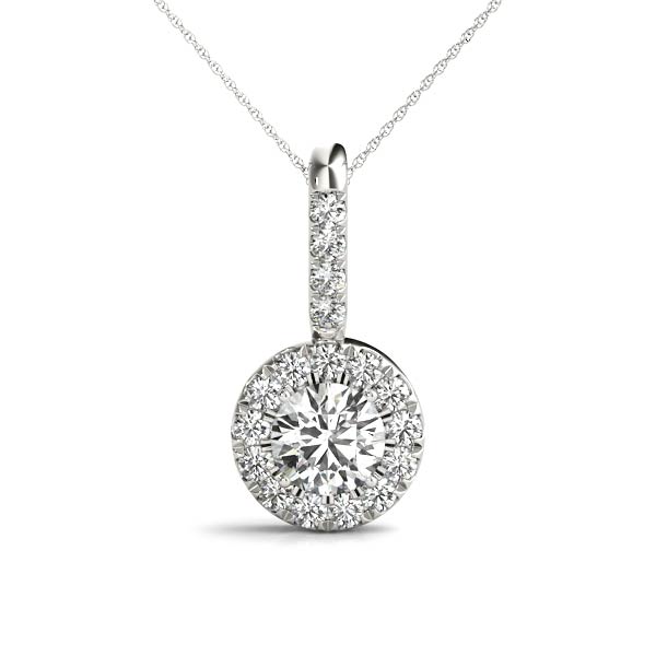Ann Halo Necklace Pendant - 14K White Gold (Setting Price)