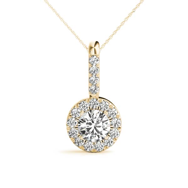Ann Halo Necklace Pendant - 14K Yellow Gold (Setting Price)