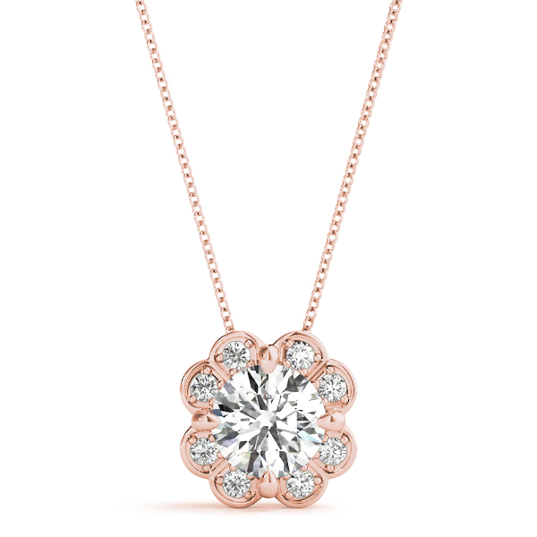 Analia Halo Necklace Pendant - 14K Rose Gold (Setting Price)