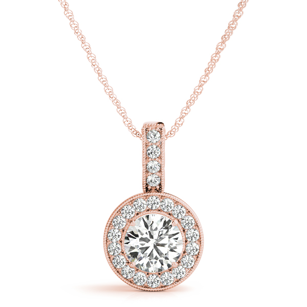 Alisa Halo Necklace Pendant - 14K Rose Gold (Setting Price)