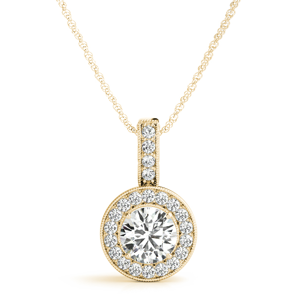 Alisa Halo Necklace Pendant - 18K Yellow Gold (Setting Price)