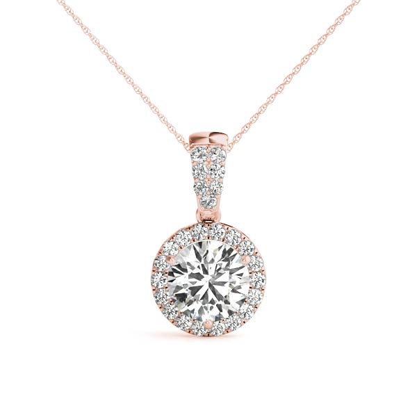 Addilyn Halo Necklace Pendant - 14K Rose Gold (Setting Price)
