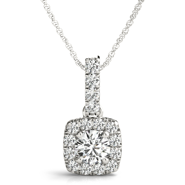 Alora Halo Necklace Pendant - 14K White Gold (Setting Price)