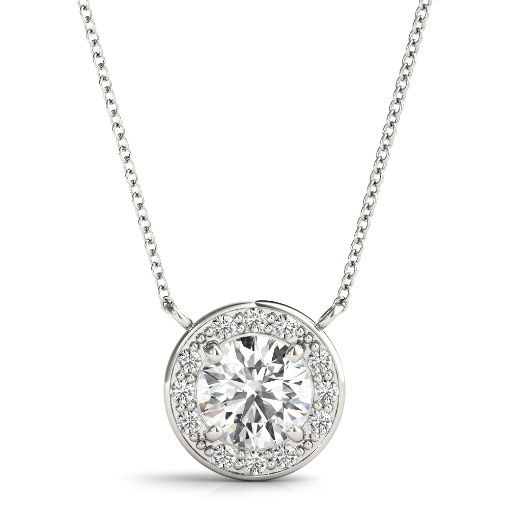 Avianna Halo Necklace Pendant - 14K White Gold (Setting Price)