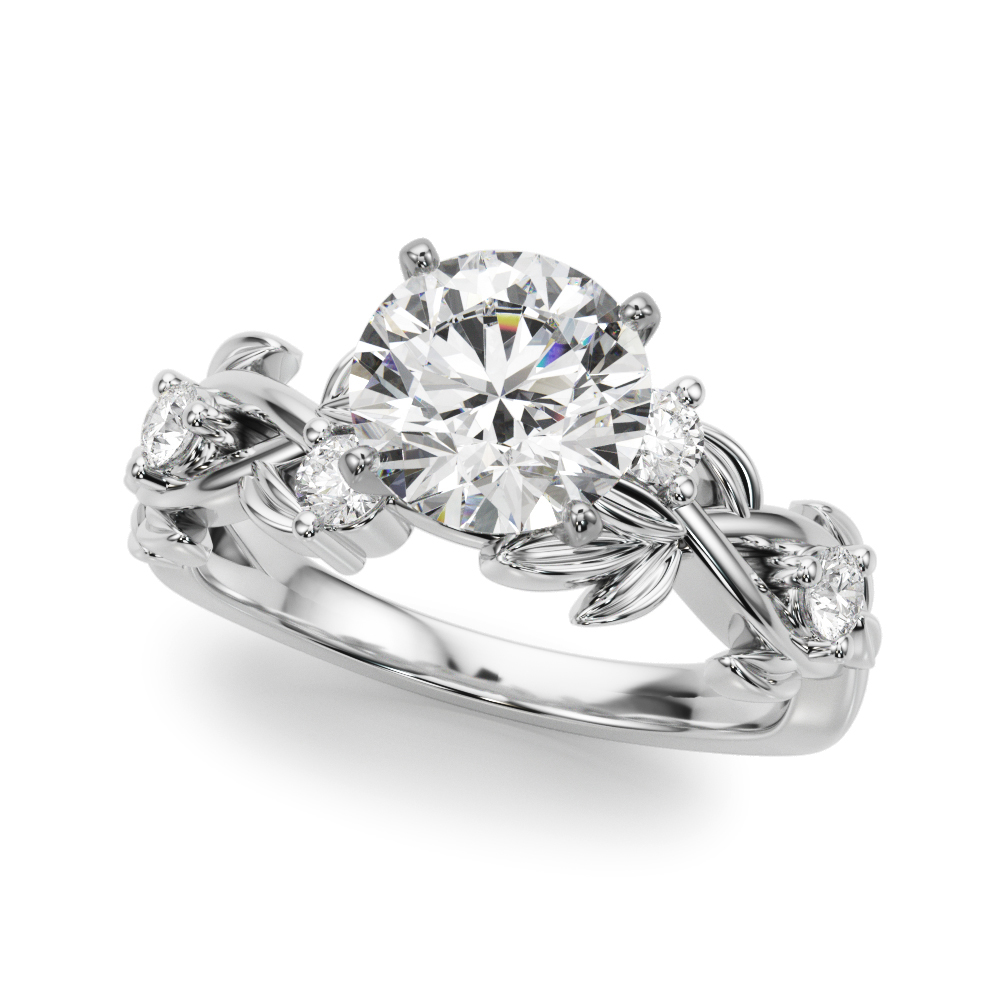 Flamenco Twisted Vine And Leaf Engagement Ring - Platinum