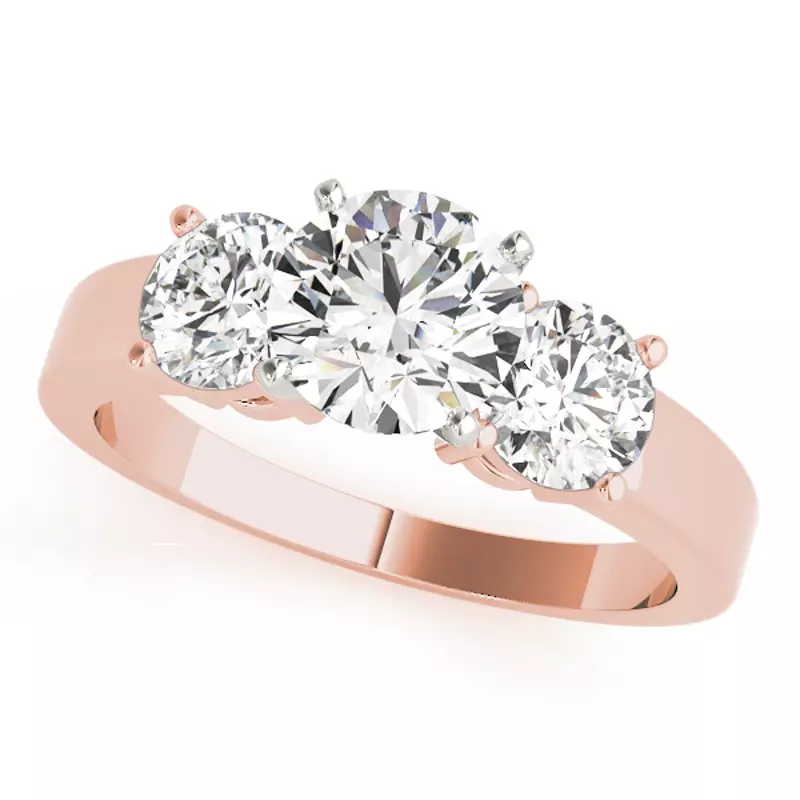14K Rose Gold Cleo Three Stone Engagement Ring