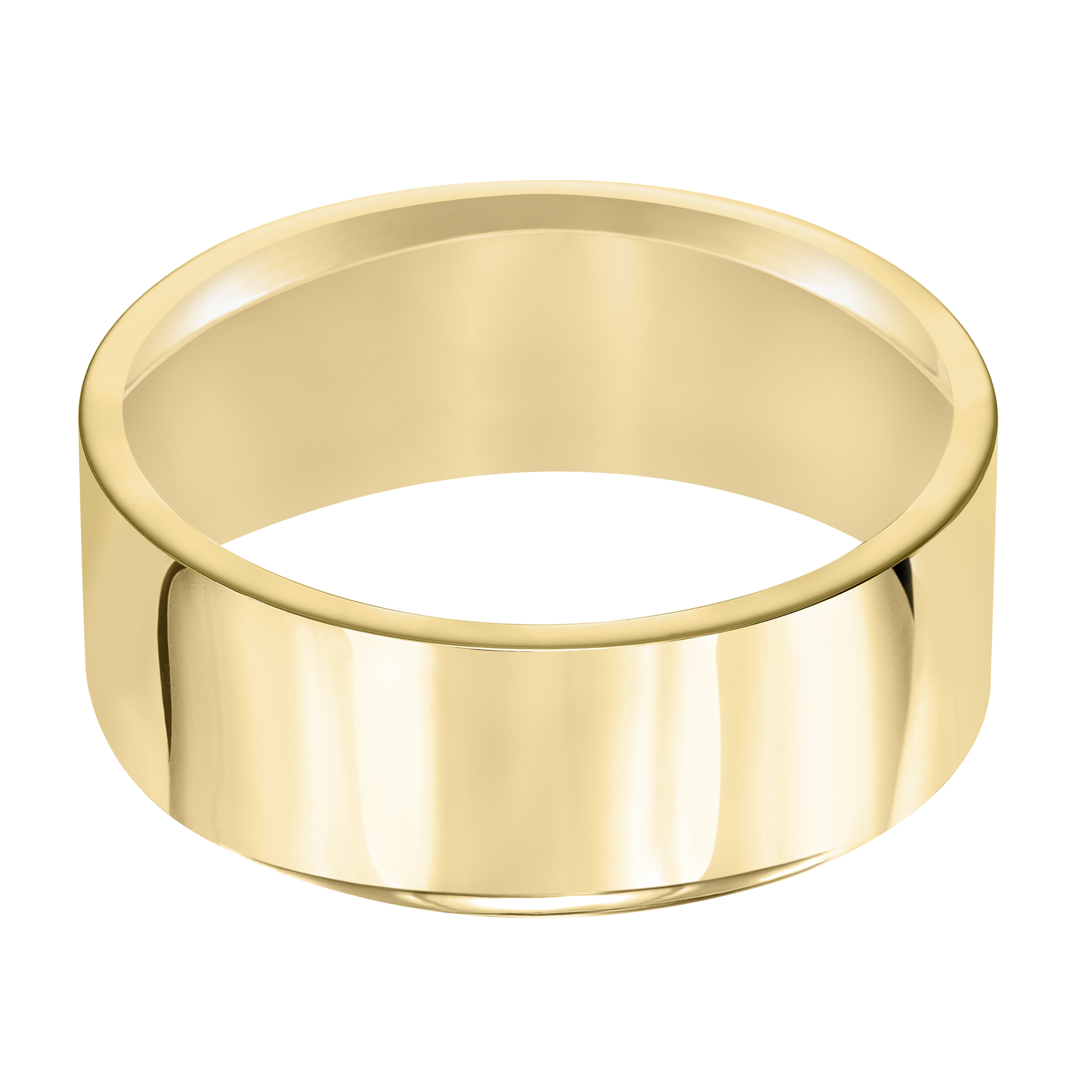 7mm Flat High Polished Wedding Band In 14K Yellow Gold – Classic Solid Gold Ring For Men Or Women