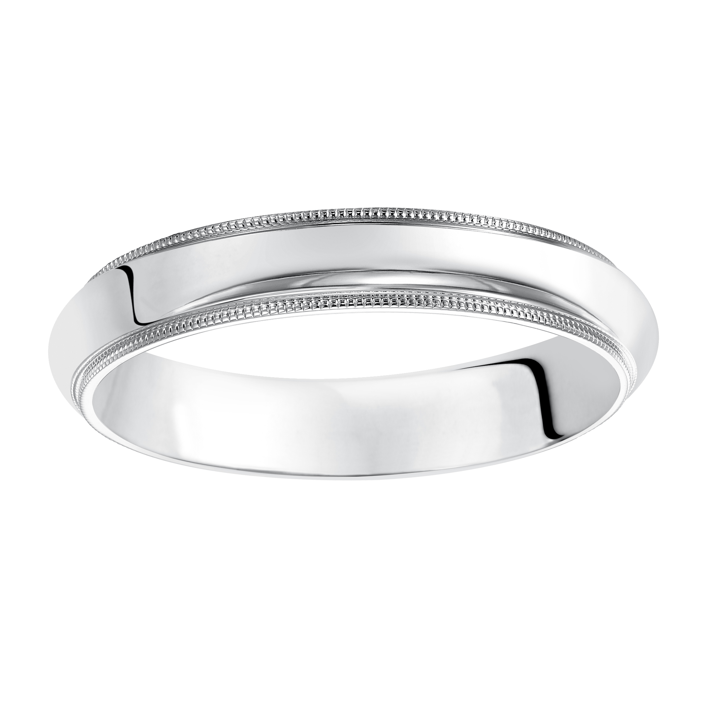 オリンピック　銀水　十四中硬調　先っぽキャップなし Milgrain Low Dome Comfort Fit Polished Band (5mm) - 14K