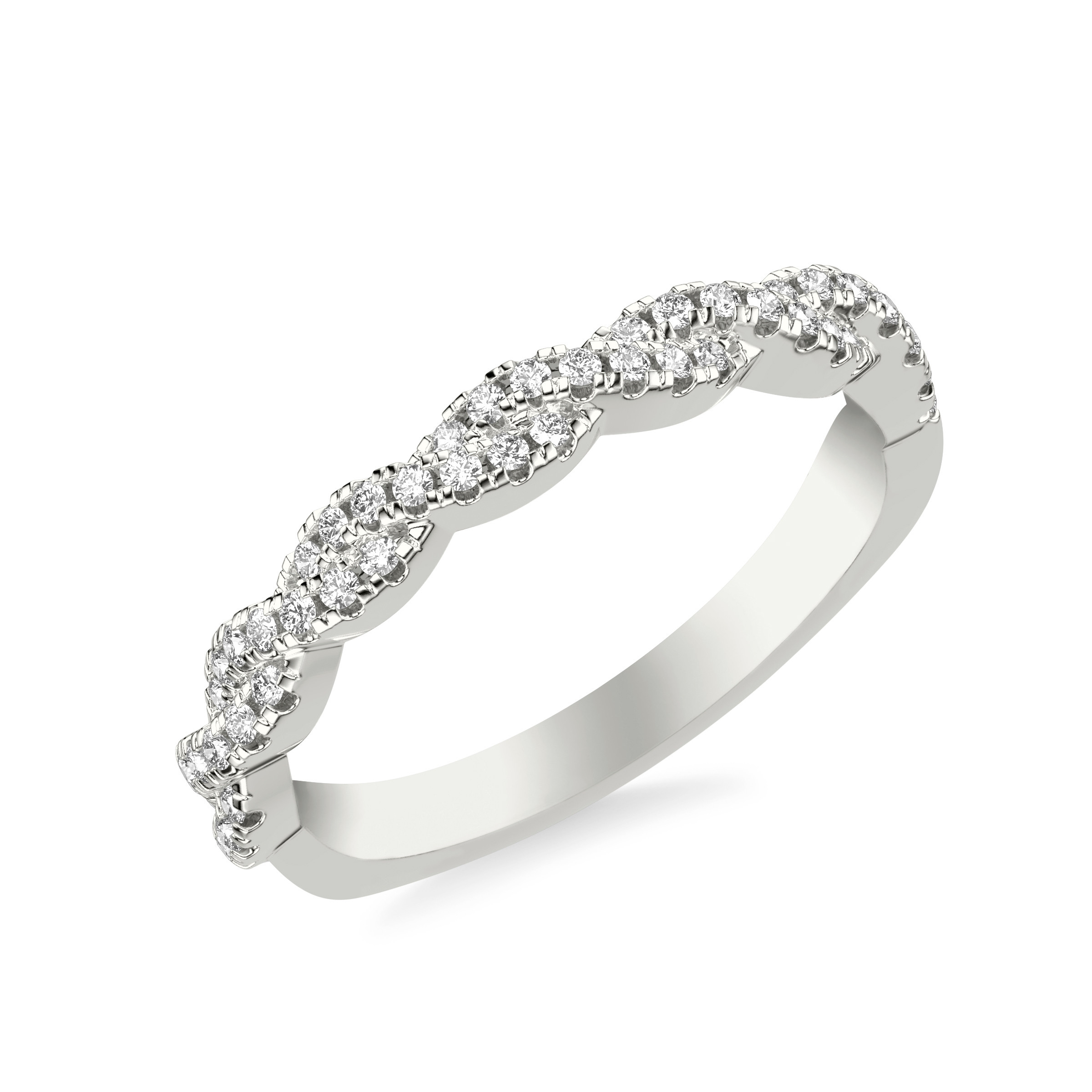 Janelle Twist Diamond Wedding Band 14K White Gold (Setting Price)