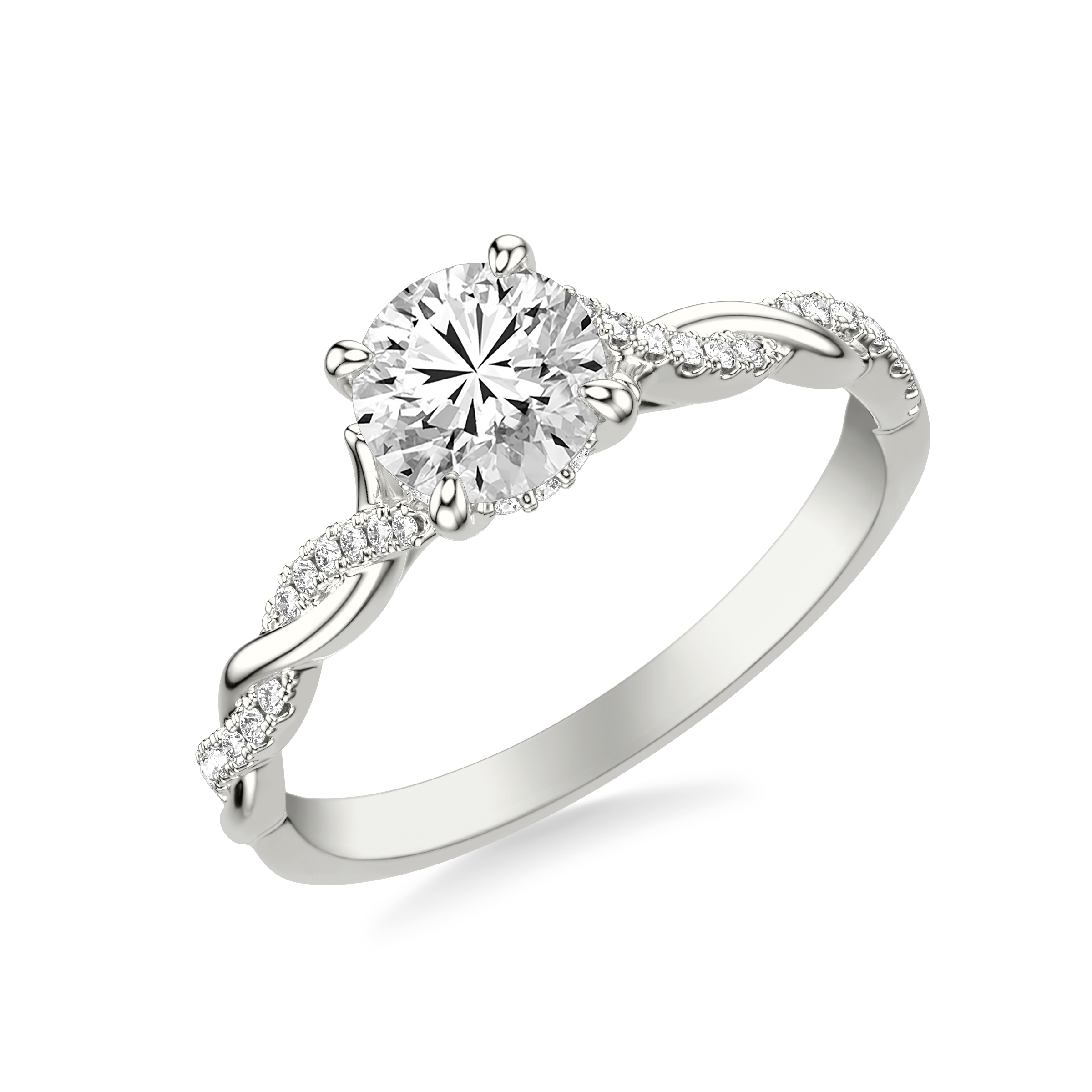 Kayleigh Lab Diamond Twist Engagement Ring - 14K White Gold