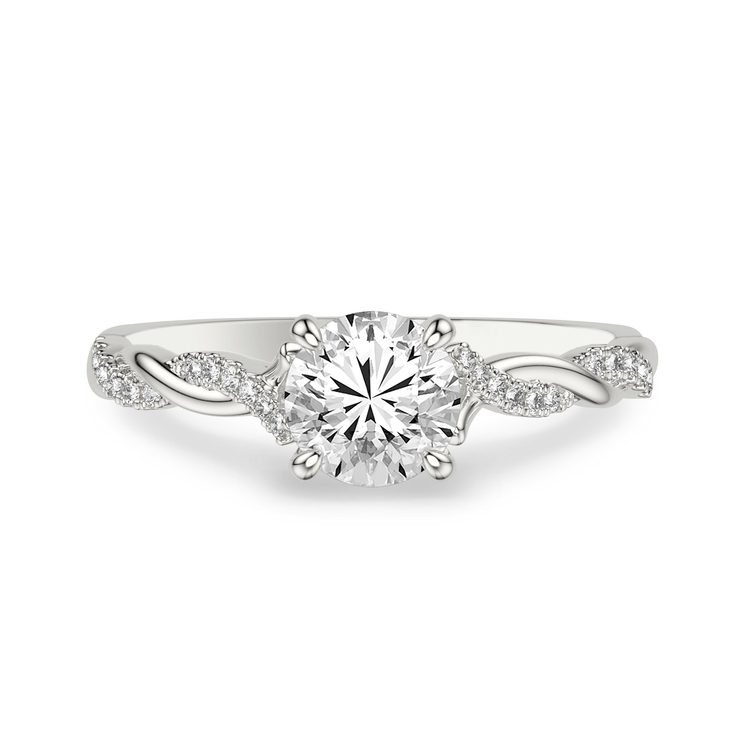 Kayleigh Diamond Twist Engagement Ring - 14K White Gold