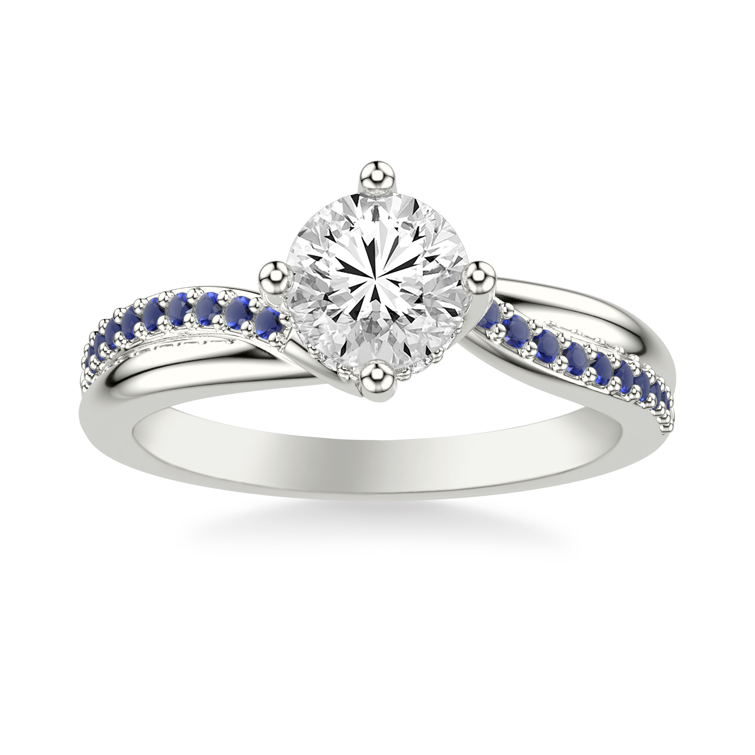 Parker Sapphire Twist Engagement Ring - 18K White Gold