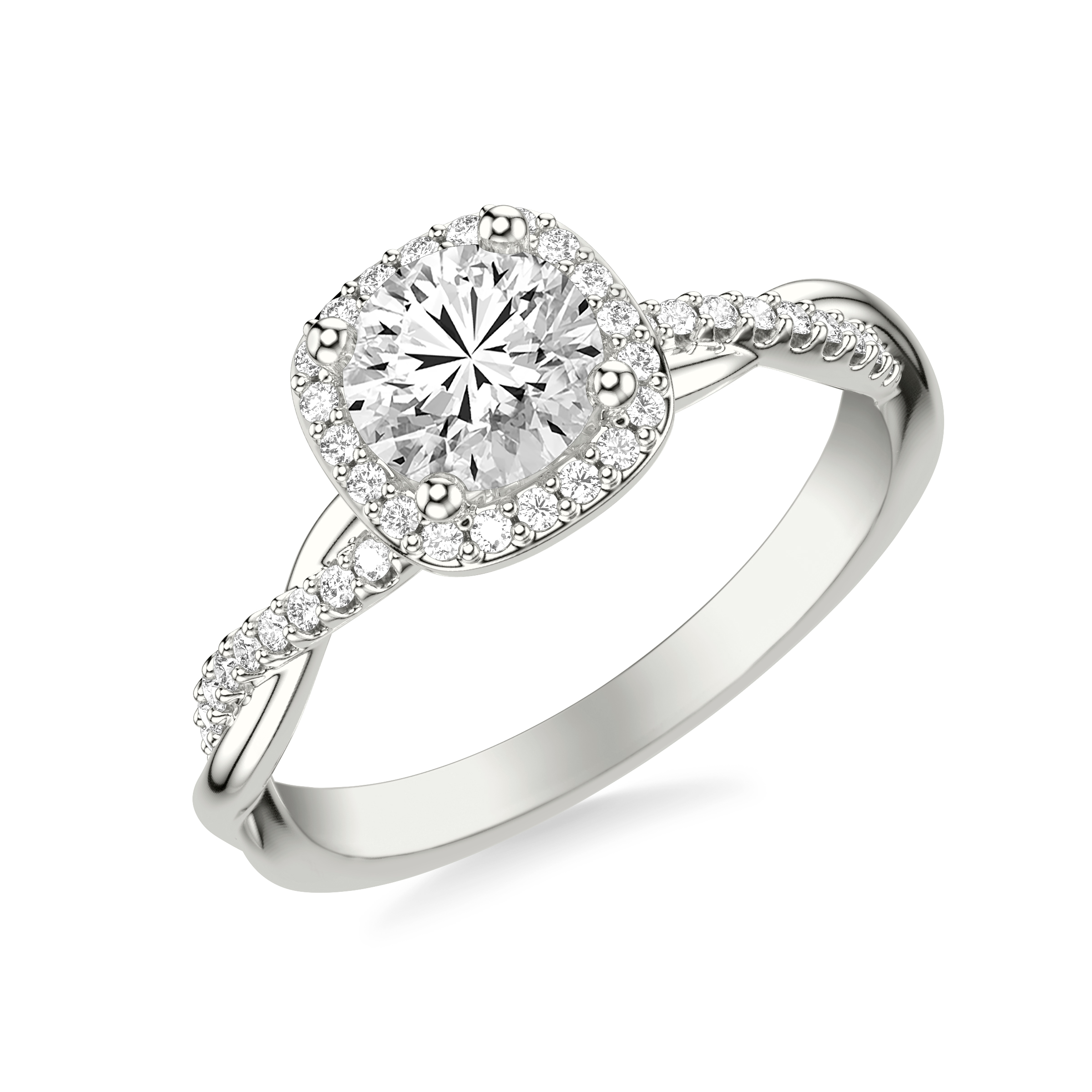 Mckenzie Diamond Twist Halo Engagement Ring 14K White Gold