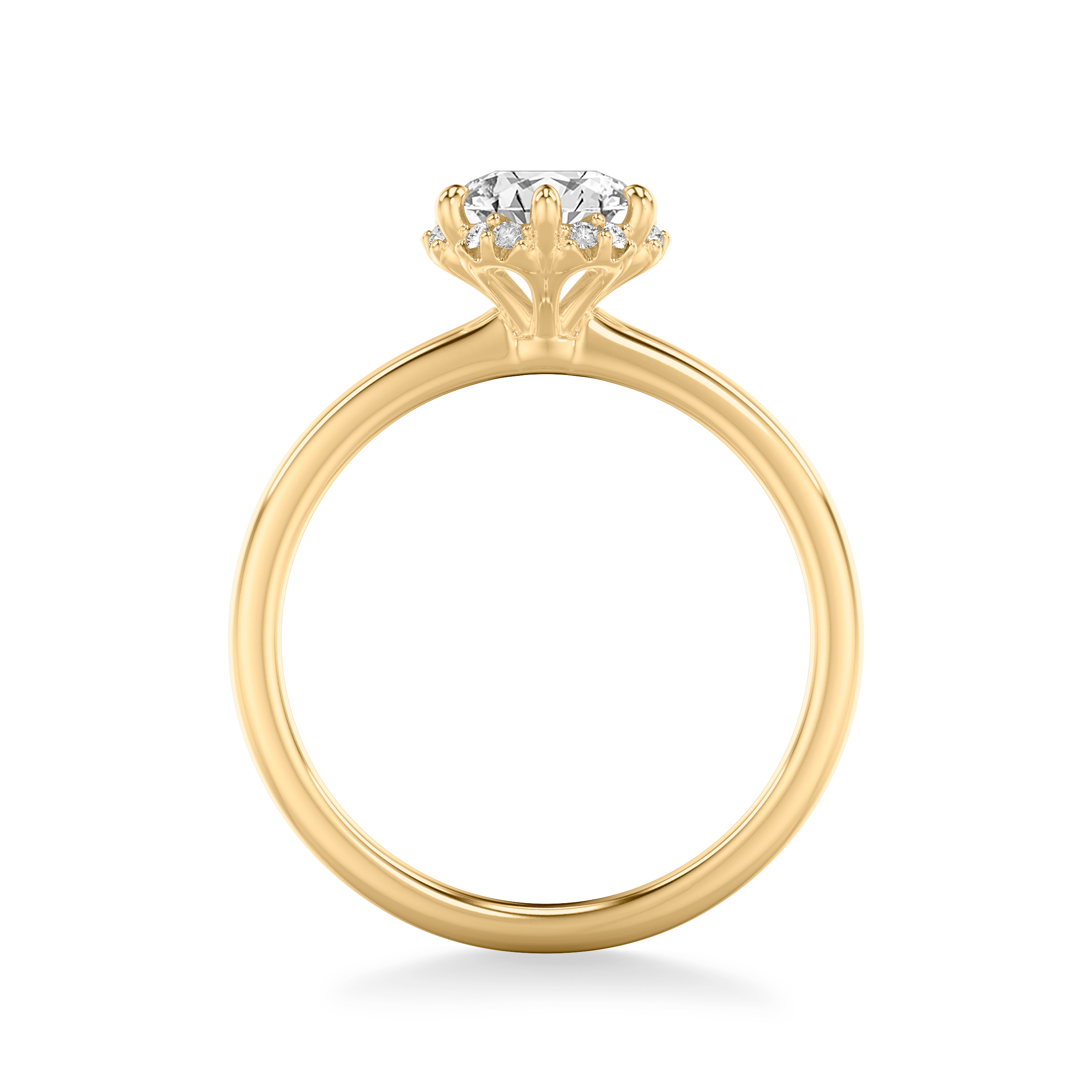 Briar Floral Halo Engagement Ring - 14K Yellow Gold