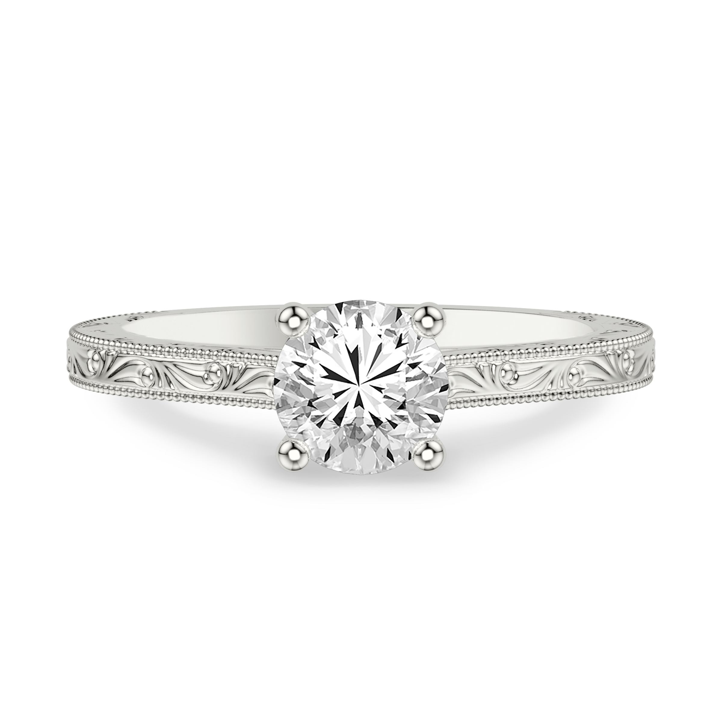 Islay Hand-Engraved Solitaire Engagement Ring - Platinum