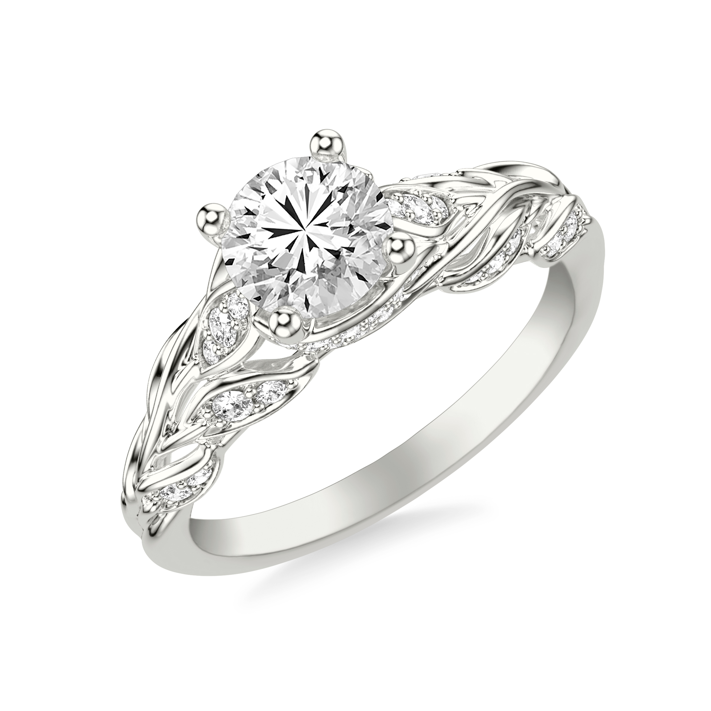 A rare diamond-white gold ring Lorena Lab Grown Diamond Ring -14K White Gold, Hidden Halo  main image 2