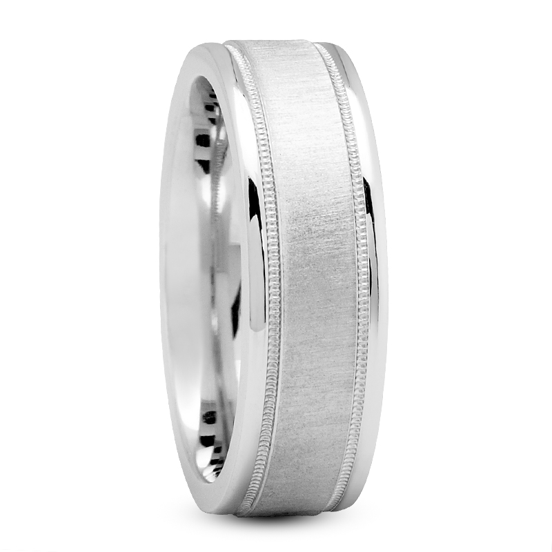 Titanium 7 mm Satin Finish Center & Polished Milgrain Band