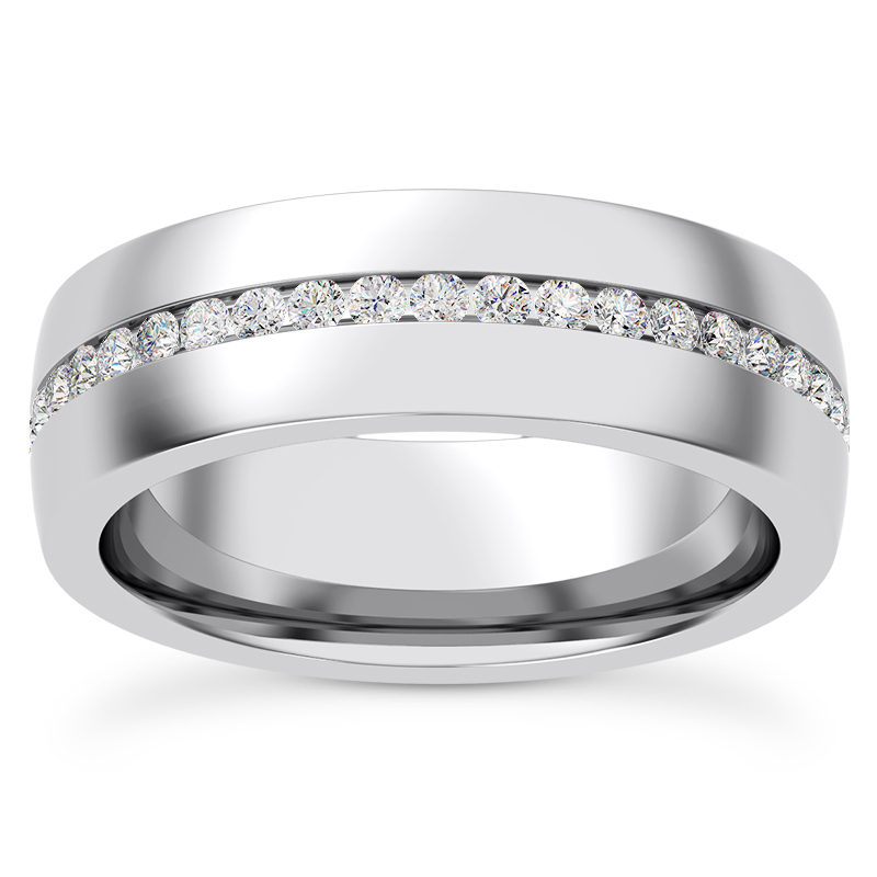 Ara Men's Eternity Wedding Band 14K White Gold (Setting Price)