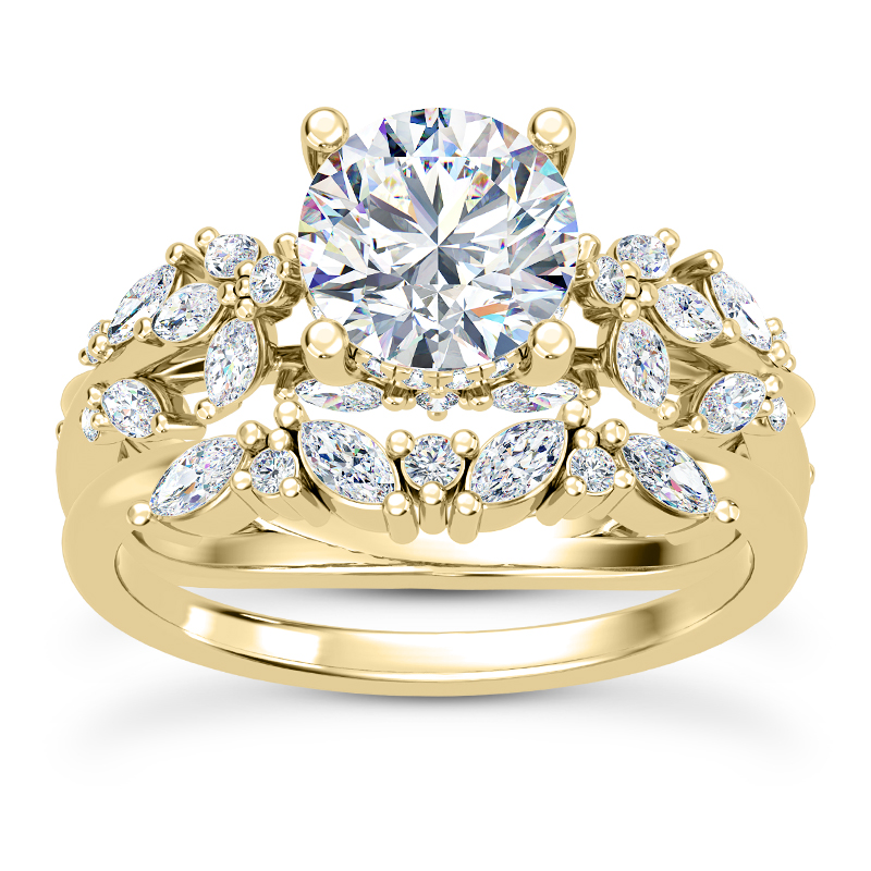 Butterfly And Bee Vine Twist Engagement Ring - 14K Yellow Gold