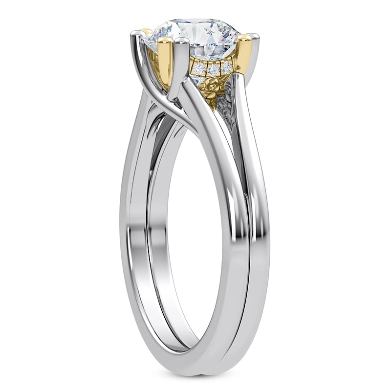 Tori Double Prong Mixed-Metal Hidden Halo Engagement Ring - 14K