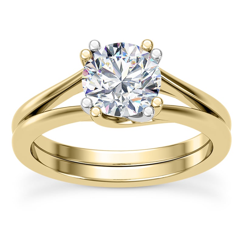 Tori Double Prong Mixed-Metal Hidden Halo Engagement Ring - 14K