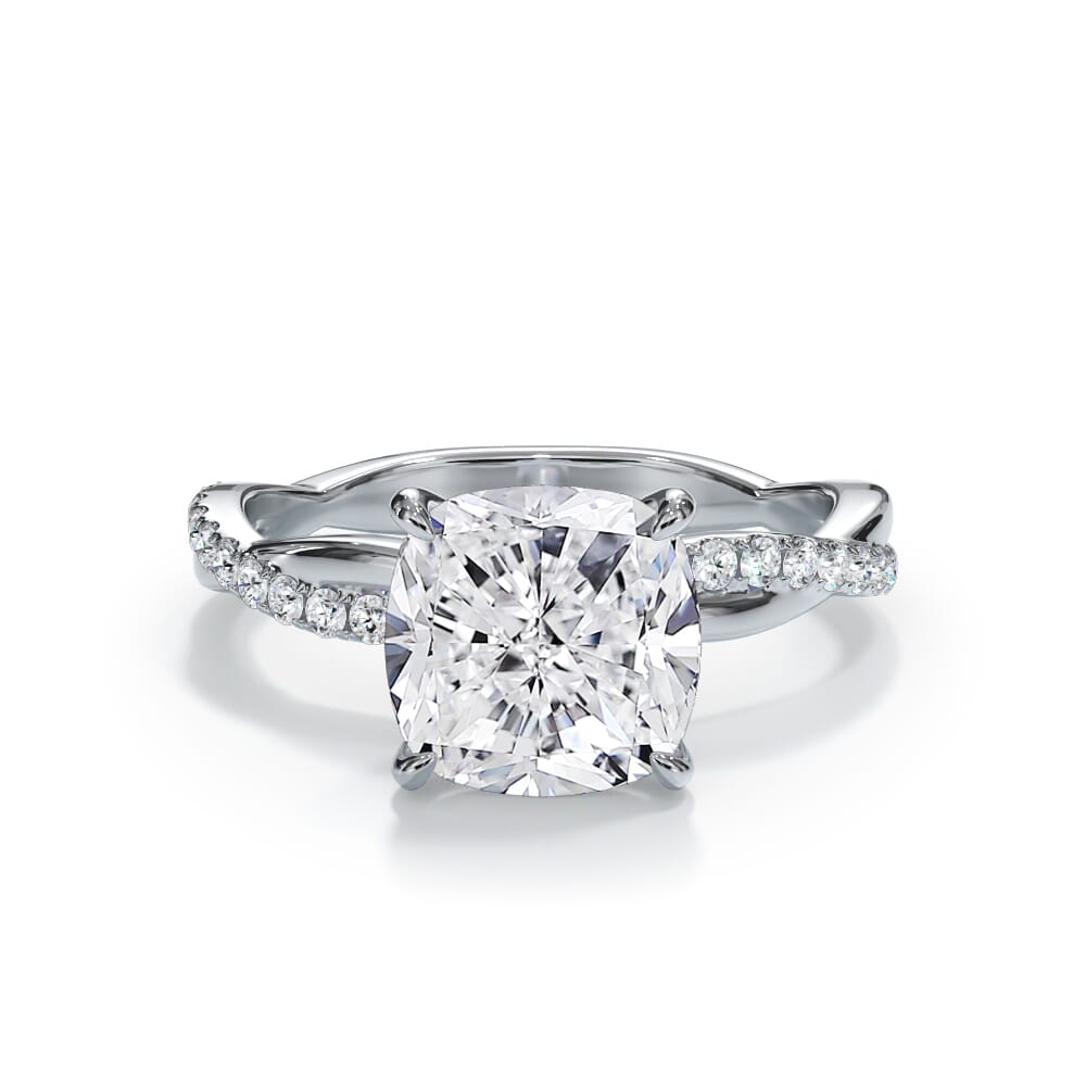 3 Ct. Bellora Pave Twist Engagement Ring - 14K White Gold