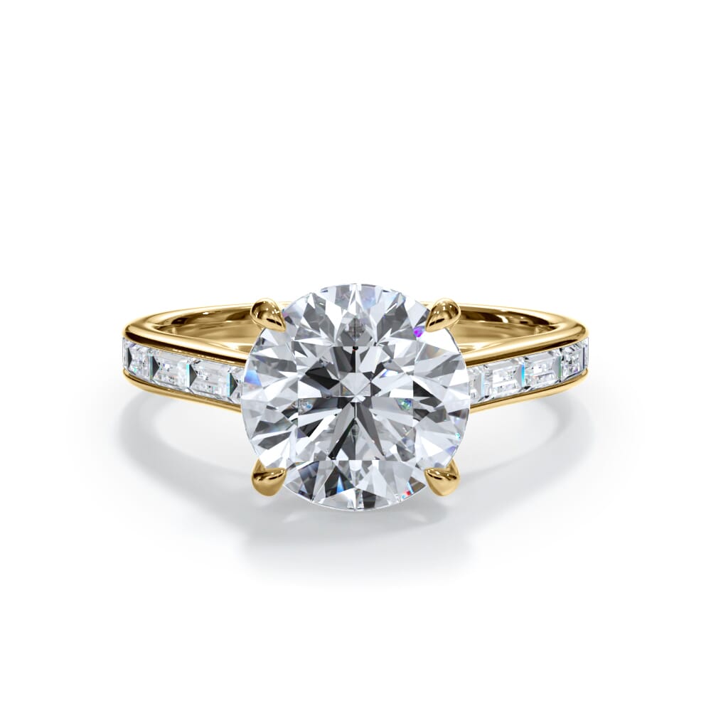 Bellora Channel-Set Baguette Cathedral Engagement Ring - 14K