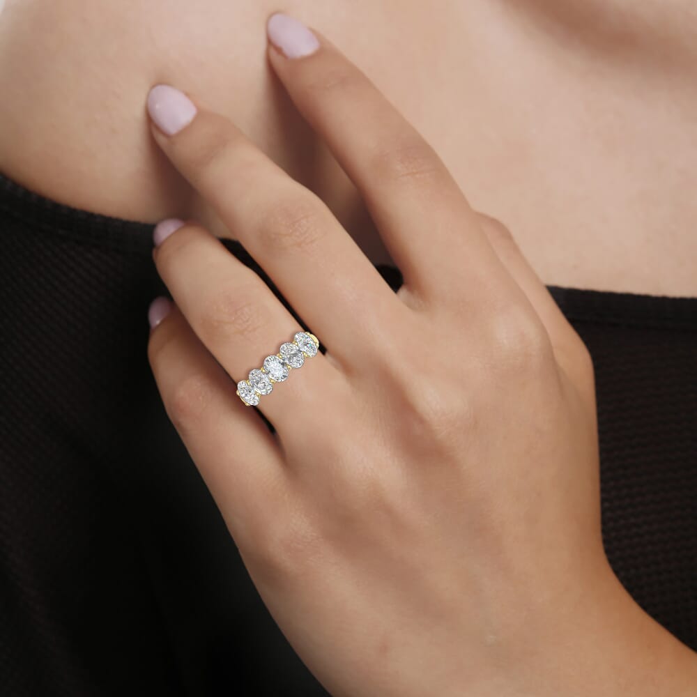 Oval Cut Diamond Stone Ring 14K Yellow Gold - Main Image