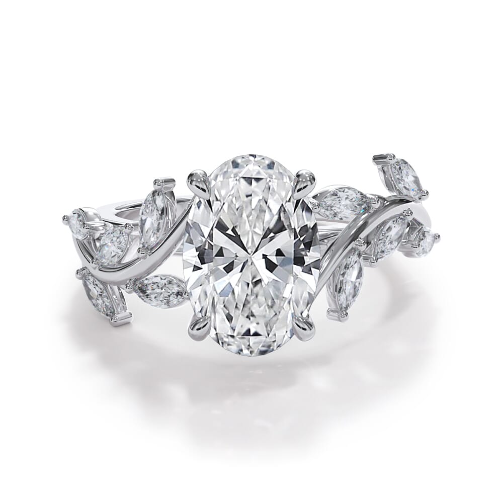 Vinetta Marquise Engagement Ring  - 14K White Gold